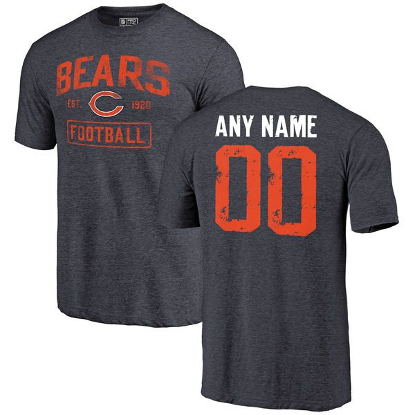 Men Chicago Bears Navy Distressed Custom Name and Number Tri-Blend Custom NFL T-Shirt->->Sports Accessory